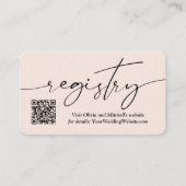 QR Code Wedding Registry Modernes einfaches Handwr Begleitkarte (Vorderseite)