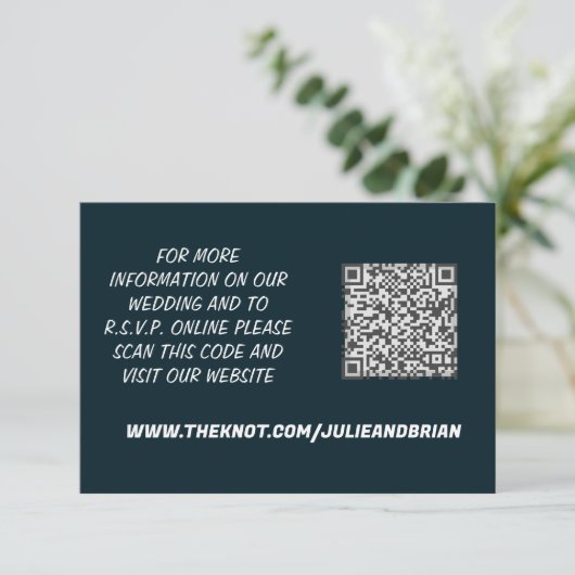 QR Code Wedding RSVP Card Dankeskarte (Stehend Vorderseite)