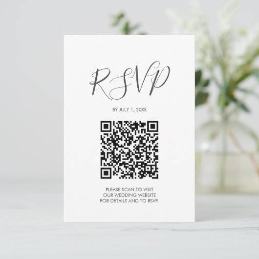 QR Code Wedding RSVP Floral Enclosure Card (Stehend Vorderseite)