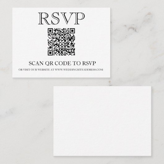 QR Code Wedding RSVP Simple Visitenkarte (Vorne/Hinten)