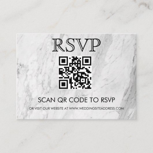QR Code Wedding RSVP Simple Visitenkarte (Vorderseite)