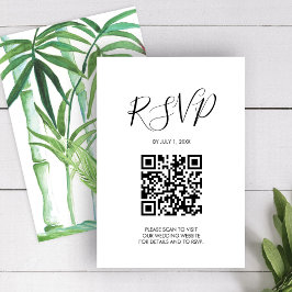 QR Code Wedding RSVP Watercolor Enclosure Card Karte