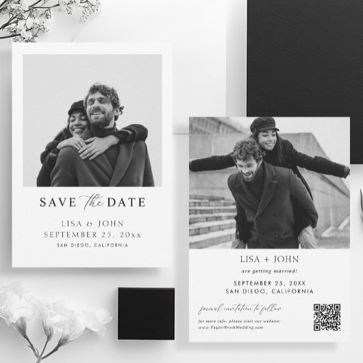 Qr Code Wedding Save the Date Photo Einladung