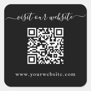 QR Code Wedding Website Black Quadratischer Aufkleber