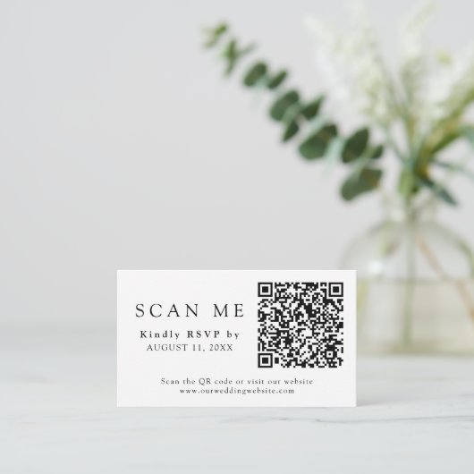 QR Code & Wedding Website Black Wedding RSVP Begleitkarte (Stehend Vorderseite)