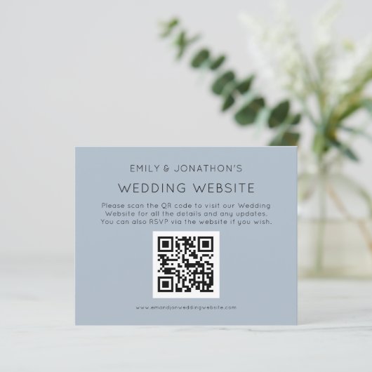QR Code Wedding Website Blue Encl (Stehend Vorderseite)