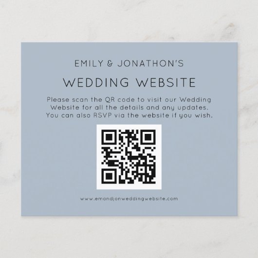 QR Code Wedding Website Blue Encl (Vorderseite)