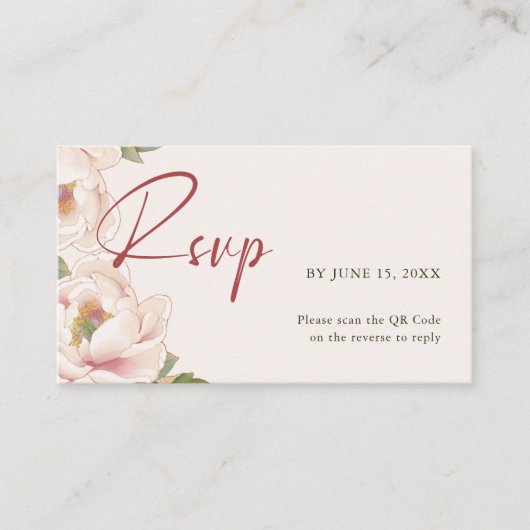 QR Code & Wedding Website Blush Pink UAWG Begleitkarte (Vorderseite)