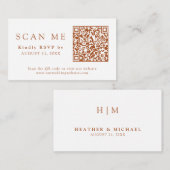 QR Code & Wedding Website Burnt Orang Wedding RSVP Begleitkarte (Vorne/Hinten)
