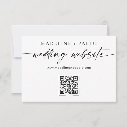 QR Code Wedding Website Card Mimalist Skript RSVP Karte (Rückseite)