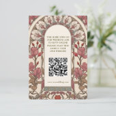 QR Code Wedding Website Info Art Nouveau Begleitkarte (Stehend Vorderseite)