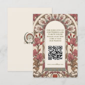 QR Code Wedding Website Info Art Nouveau Begleitkarte (Vorne/Hinten)