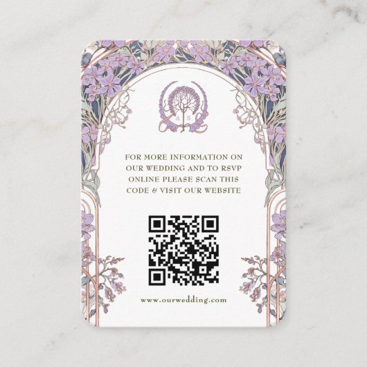 QR Code Wedding Website Info Jugendstil Begleitkarte (Vorderseite)