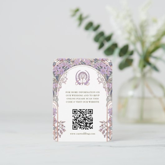 QR Code Wedding Website Info Jugendstil Begleitkarte (Stehend Vorderseite)