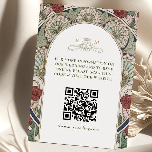 QR Code Wedding Website Info Jugendstil Begleitkarte