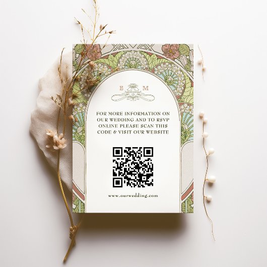 QR Code Wedding Website Info Jugendstil Begleitkarte