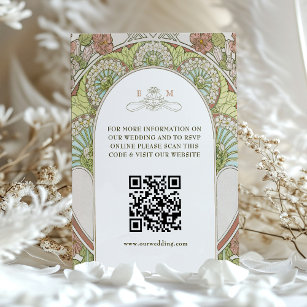 QR Code Wedding Website Info Jugendstil Begleitkarte
