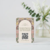 QR Code Wedding Website Info Jugendstil-Enthüllung Begleitkarte (Stehend Vorderseite)