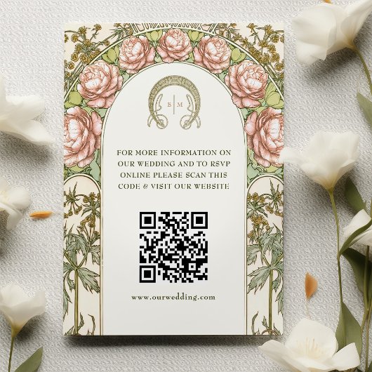 QR Code Wedding Website Info Jugendstil-Enthüllung Begleitkarte