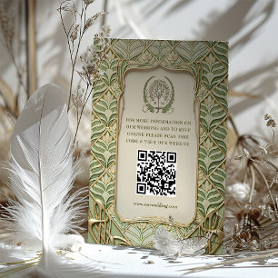 QR Code Wedding Website Info Jugendstil-Enthüllung Begleitkarte
