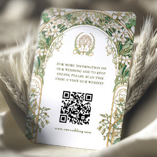 QR Code Wedding Website Info Jugendstil-Enthüllung Begleitkarte