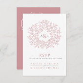 QR code wedding website monogram pink scan reply Begleitkarte (Vorne/Hinten)