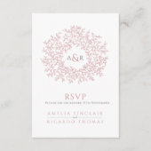 QR code wedding website monogram pink scan reply Begleitkarte (Vorderseite)