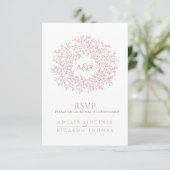 QR code wedding website monogram pink scan reply Begleitkarte (Stehend Vorderseite)
