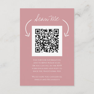 QR code wedding website monogram pink scan reply Begleitkarte