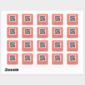 QR Code Wedding Website Names Coral Rose Quadratischer Aufkleber (Blatt)