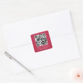 QR Code Wedding Website Names Magenta Quadratischer Aufkleber (Umschlag)