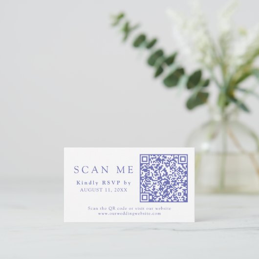 QR Code & Wedding Website Periwinkle Wedding RSVP Begleitkarte (Stehend Vorderseite)