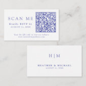 QR Code & Wedding Website Periwinkle Wedding RSVP Begleitkarte (Vorne/Hinten)