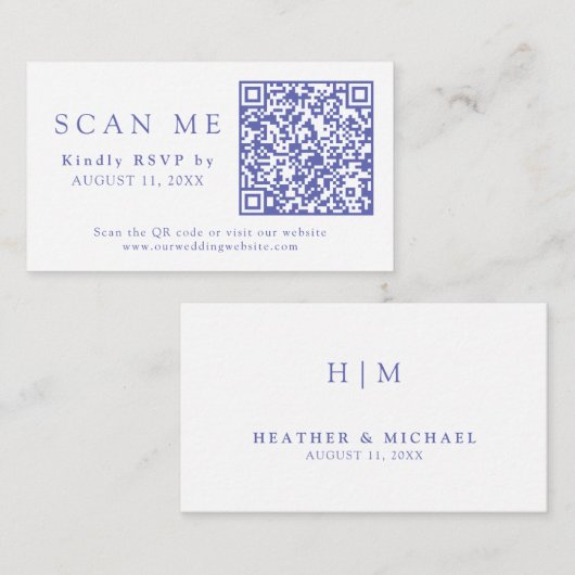 QR Code & Wedding Website Periwinkle Wedding RSVP Begleitkarte (Vorne/Hinten)