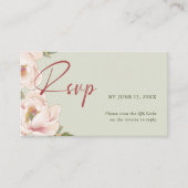 QR Code & Wedding Website Sage Green Blush Peony Begleitkarte (Vorderseite)