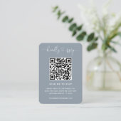 QR Code Wedding Website UAWG Dusty Blue Foto Begleitkarte (Stehend Vorderseite)