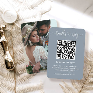 QR Code Wedding Website UAWG Dusty Blue Foto Begleitkarte