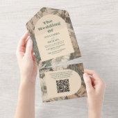 QR-Code Weiche gedämpfte Erden tönt Wildblumen Hoc All In One Einladung (Abreißen)