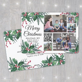 QR Code Weihnachten Holly Greenery 5 Foto Collage