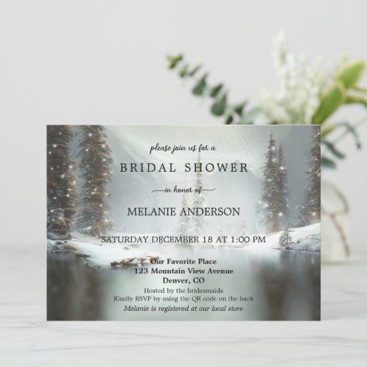 QR Code Weihnachts-Bridal-Dusche Einladung (Stehend Vorderseite)