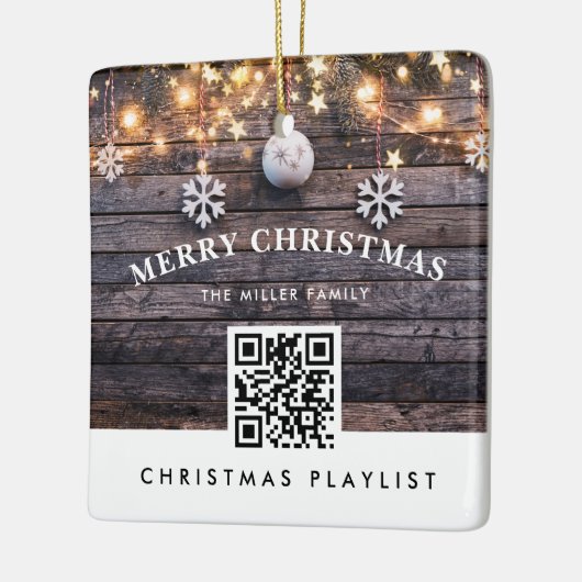 QR Code Weihnachtsmusik Playlist Moderne Rustikal Keramikornament (Links)