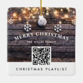 QR Code Weihnachtsmusik Playlist Moderne Rustikal Keramikornament (Rückseite)
