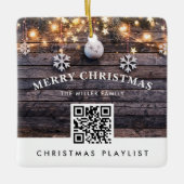 QR Code Weihnachtsmusik Playlist Moderne Rustikal Keramikornament (Vorderseite)