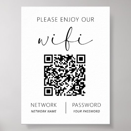 QR Code Weiß Bitte genießen Sie unsere WiFi Poster (Vorne)