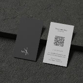 QR Code Weiß Grau Minimalistisches Haar Visitenkarte