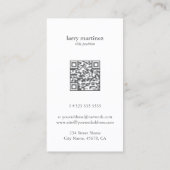 QR Code Weiß Grau Minimalistisches Haar Visitenkarte (Rückseite)