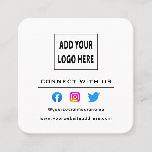 QR Code Weiß Schwarz Follow Scan zu verbinden mit Quadratische Visitenkarte (Vorderseite)