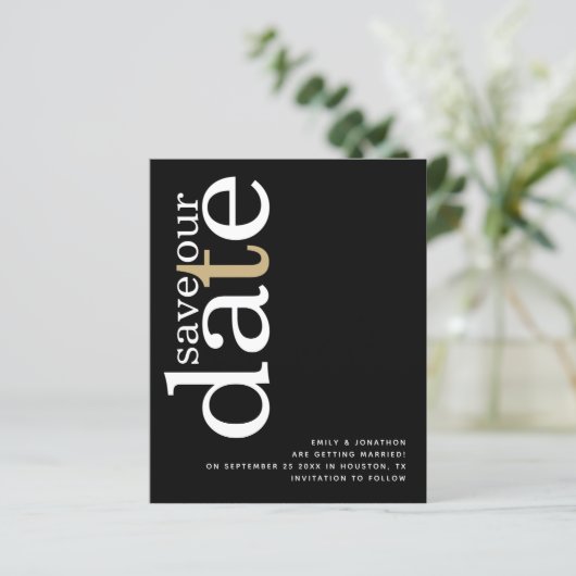 QR Code Weißer Goldtext Schwarzer Rett Datum (Stehend Vorderseite)