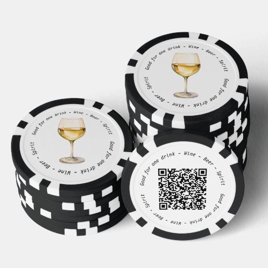 QR-Code Weißer Wein Gutschein Pokerchips (Stapel)