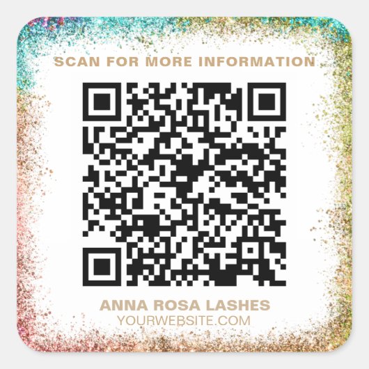 *~* QR Code Wellness-Center Expo RAINBOW FRAME Sho Quadratischer Aufkleber (Vorderseite)